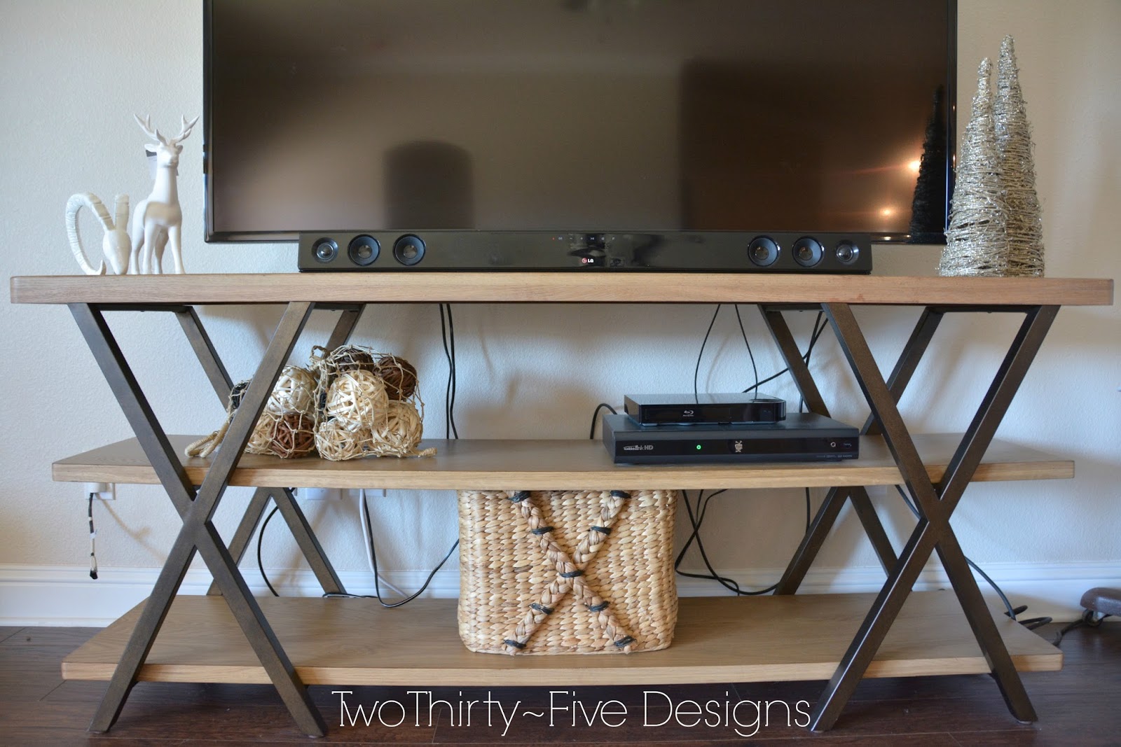 DIY Wall Mounted Television & Hidden Cords - Two Thirty-Five Designs