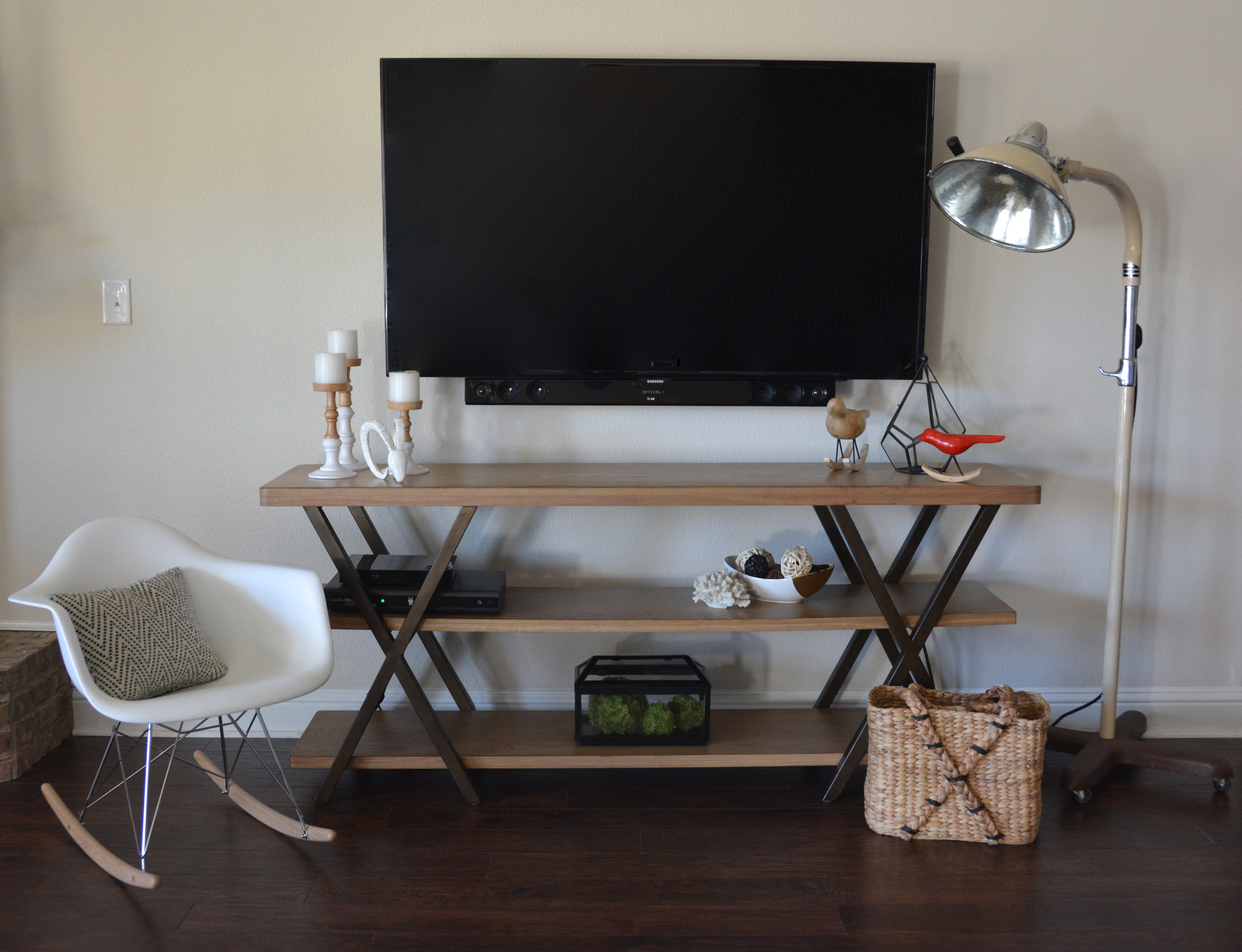 DIY Wall Mounted Television & Hidden Cords - Two Thirty-Five Designs