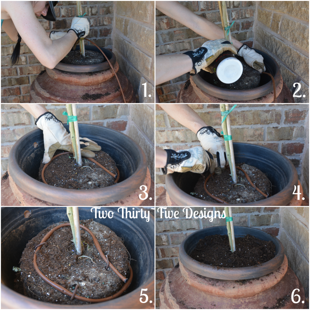 How To Run A Drip Line In A Flower Pot TwoThirtyFiveDesigns.com
