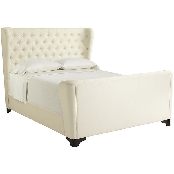 Neutral Living with a White Tufted Upholstered Bed by Two Thirty Five Designs