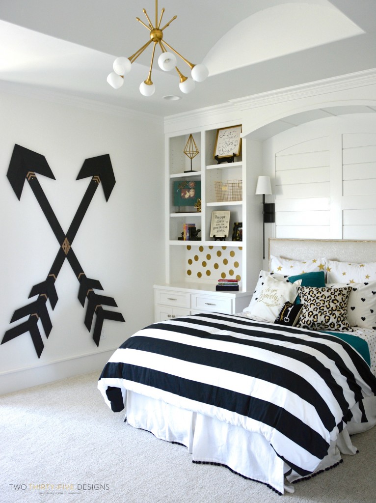 Tween Girl Bedroom with Wooden Wall Arrows by Two Thirty Five Designs